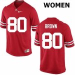 Women's Ohio State Buckeyes #80 Noah Brown Red Nike NCAA College Football Jersey Breathable GYR1644CZ